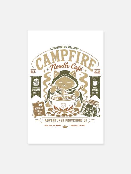 Campfire Noodle Cat - Poster 8x12 - white - Front