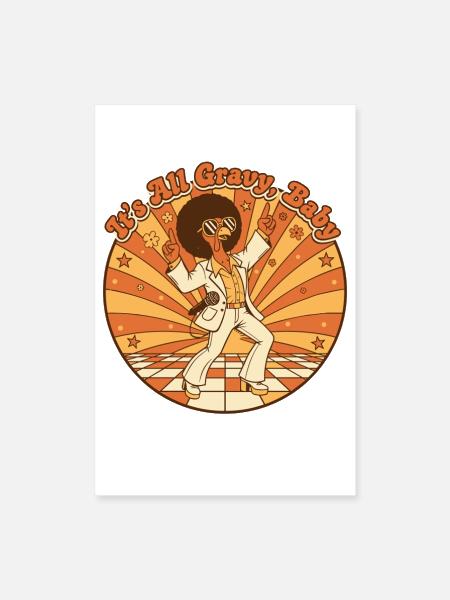 Thanksgiving Dinde Drôle Rétro Sauce des années 70 - Poster 8 x 12 po - blanc - Devant