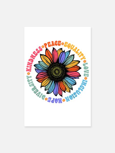 Rainbow Sunflower Circle - Poster 8x12 - white - Front
