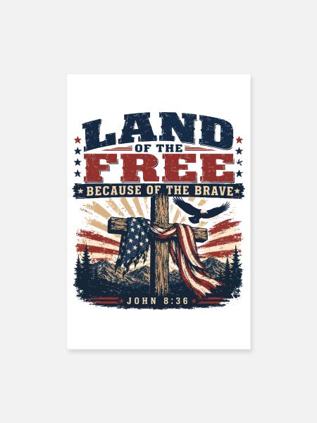 Cross of Freedom Vintage USA - Poster 8x12 - white - Front
