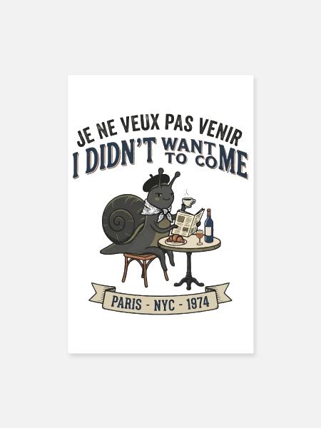 Vintage Snail Café Paris NYC 1974 - Poster 8x12 - white - Front