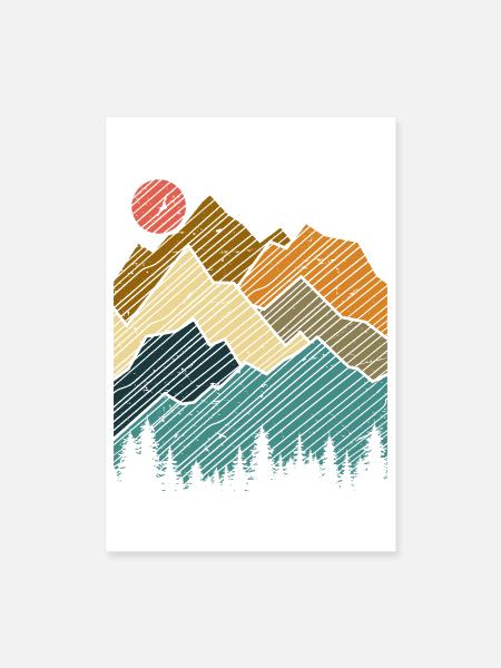 Layered Mountain Sunset - Poster 8x12 - white - Front