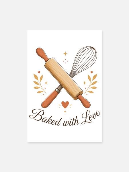 Baked with Love Kitchen Whimsy - Poster 8x12 - white - Front