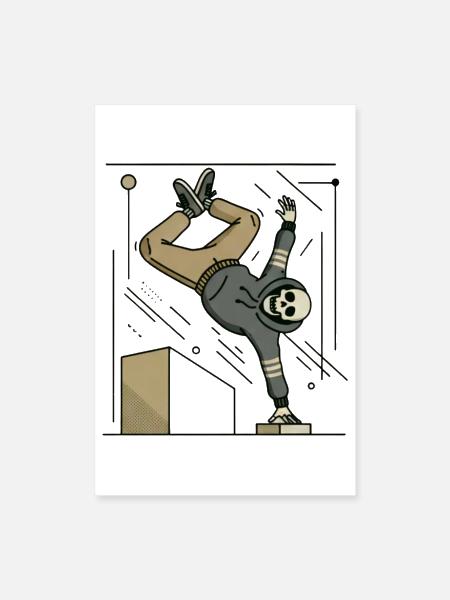 Skull Skater in Motion - Poster 8x12 - white - Front