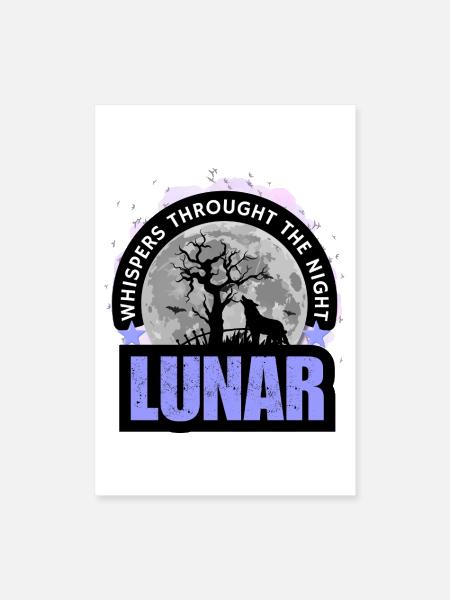 Lunar Whispers | Mystic Night Wolf & Full Moon - Poster 8x12 - white - Front