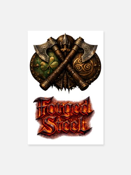 Forged Steel Celtic Viking Emblem - Poster 8x12 - white