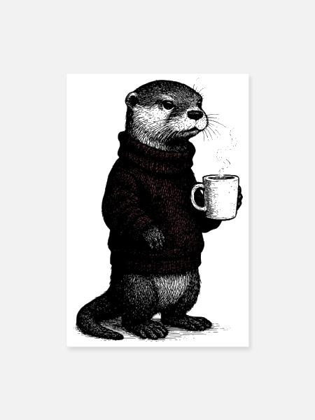 Coffee Otter - Poster 8x12 - white - Front