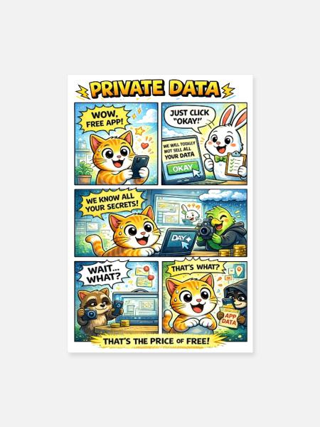 Data Doodles: Free App Comic Tee - Poster 8x12 - white