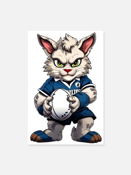 Rugby Cat - Poster 8x12 - white - Front