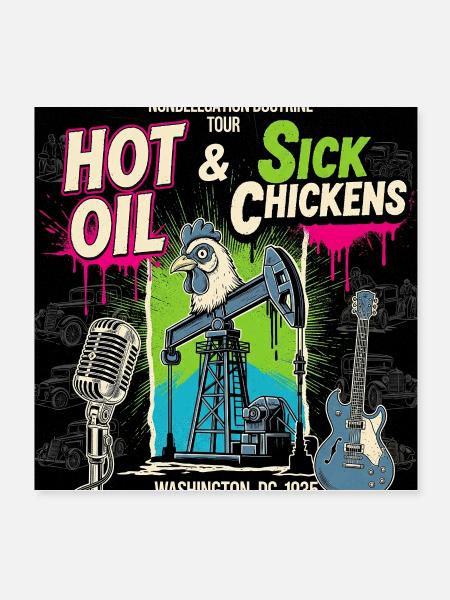 Hot Oil & Sick Chickens Tour Merch - Poster 8x8 - white - Front