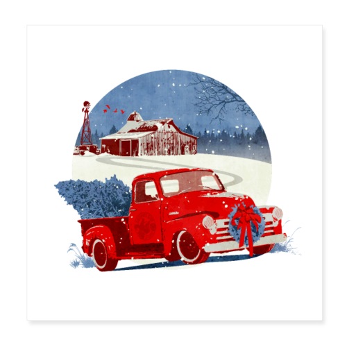 Old Red Truck - Poster 8x8