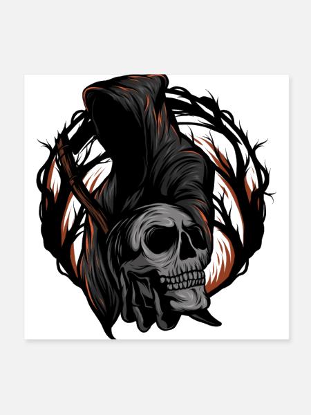 reaper illustration - Poster 8x8 - white - Front