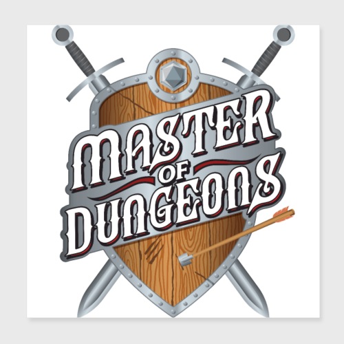 master of dungeons shield and swords fantasy gift - Poster 8x8