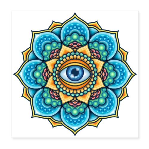 Colored Mandala With An Eye Symbol - Poster 8x8