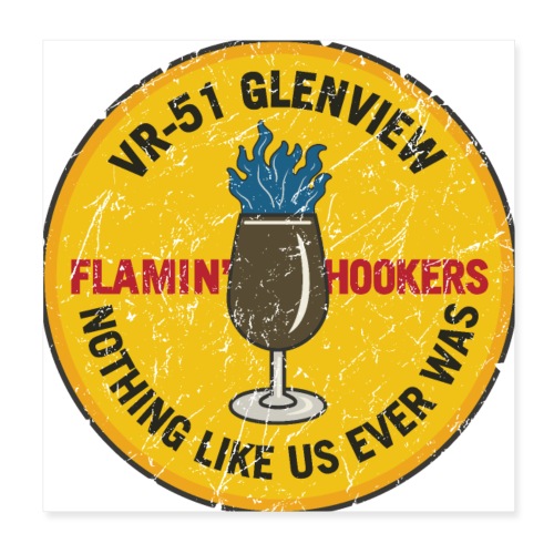 Retro Flamin' Hookers VR-51 Glenview Squadron Logo - Poster 8x8