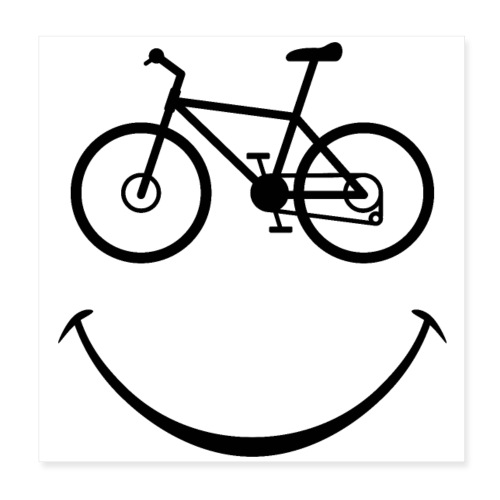 Happy Outdoor Adventure Mountain Bike Smiling Face - Poster 8x8