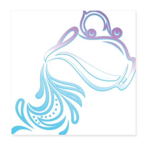 Aquarius Zodiac Air Sign Water Bearer Logo - Poster 8x8