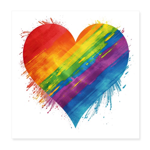 Watercolor Rainbow Pride Heart - LGBTQ LGBT Pride - Poster 8x8