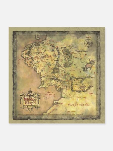 The Lord Of The Rings The Map Of Middle-Earth - Poster 8x8 - white - Front