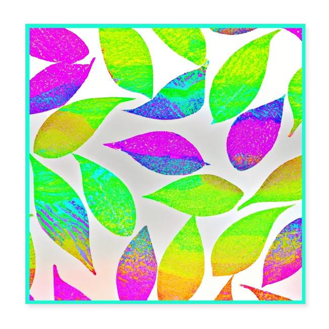Vibrant Neon Leaves Artful Pattern