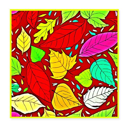 Rainbow Leaves Vibrant Pattern - Poster 8x8