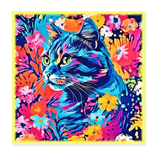 Meow Masterpieces: Optimal Cat Paint Art - Poster 8x8