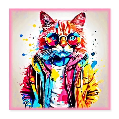 Fashionable Feline: Spectacled Swagger - Poster 8x8