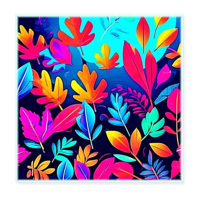 Neon Leaf Paradise Art