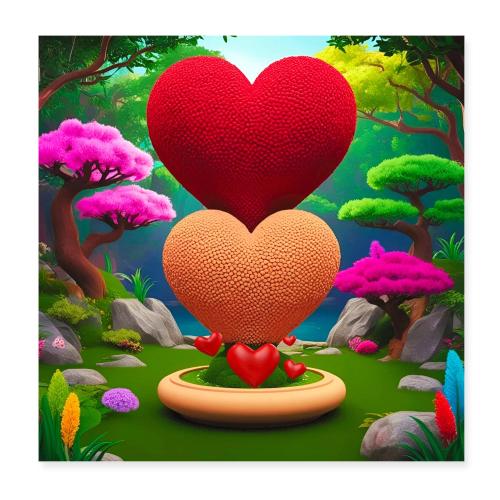 Double Heart, fantasy, nature and fantasy - Poster 8x8