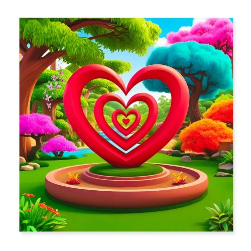 Triple heart landscape, nature, love, happiness - Poster 8x8