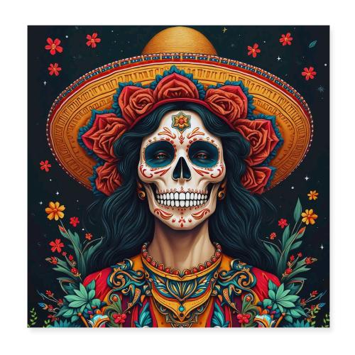 Charra Skull Art | Traditional Mexican Design - Poster 8x8