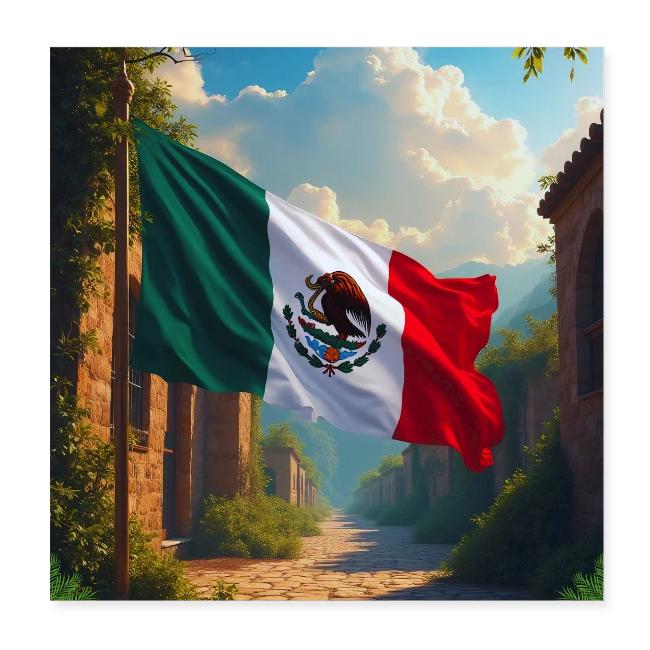 Mexican flag in Magical Town and Nature