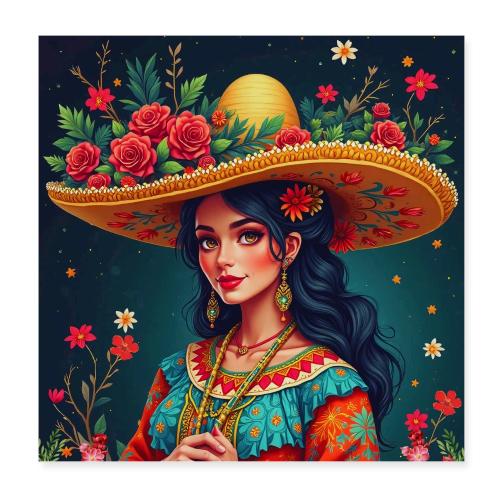 Mexican Design, Regional Mexican Charro Woman - Poster 8x8