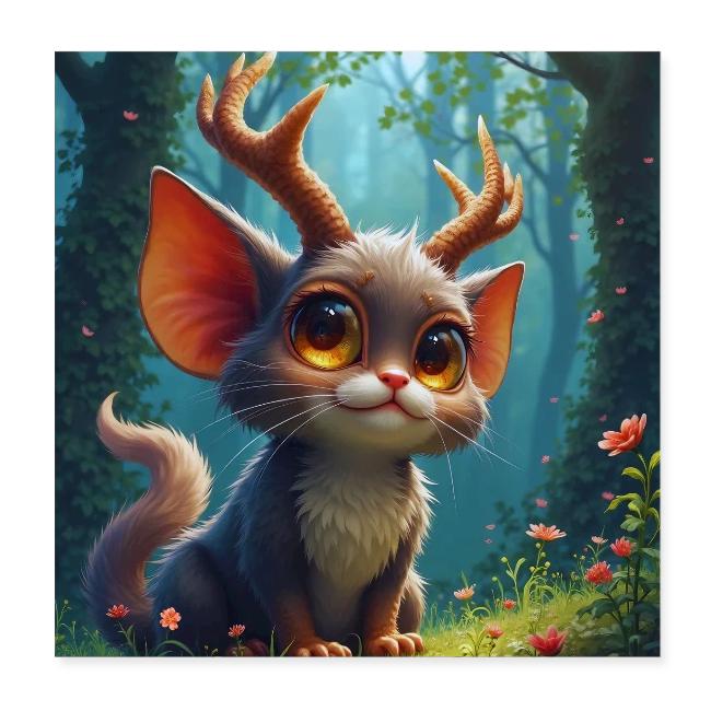 Magical Forest Creature with Deer Horns