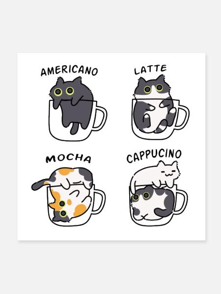 Coffee cats - Poster 8x8 - white - Front