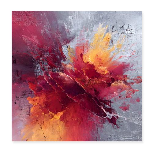 Abstract Art: Crimson Burst - Poster 8x8