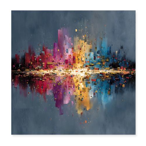 Abstract Art: Reflections of a City - Poster 8x8