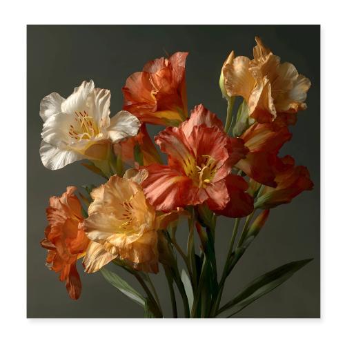 Cinnabar & Cream Bouquet - Poster 8x8