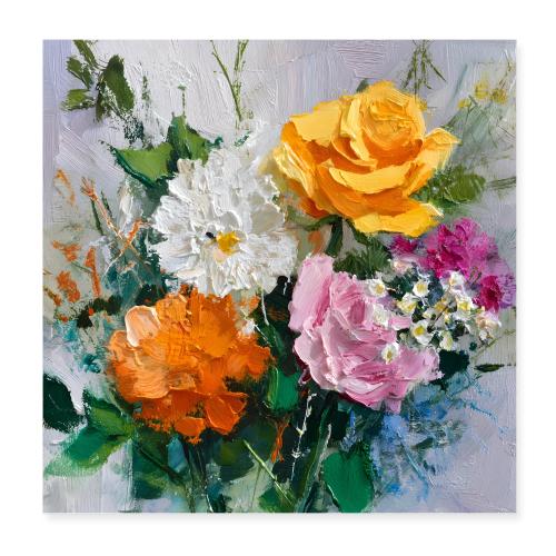 Impasto Bloom Burst - Poster 8x8