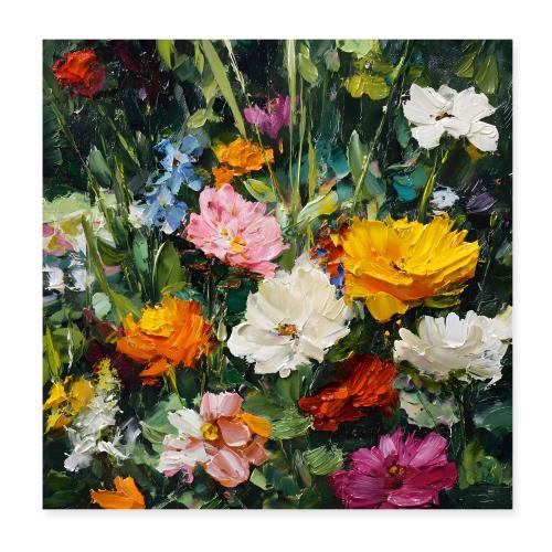 Vivid Floral Overflow - Poster 8x8