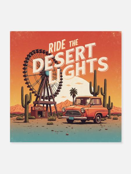 Ride the desert lights - desert carnival - Poster 8x8 - white - Front