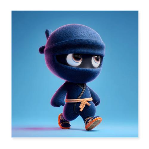 Playful Cartoon Baby Ninja Walking Wall Print - Poster 8x8