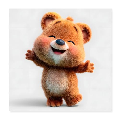 Cute Cartoon Bear Standing with Arms Up Wall Print - Poster 8x8