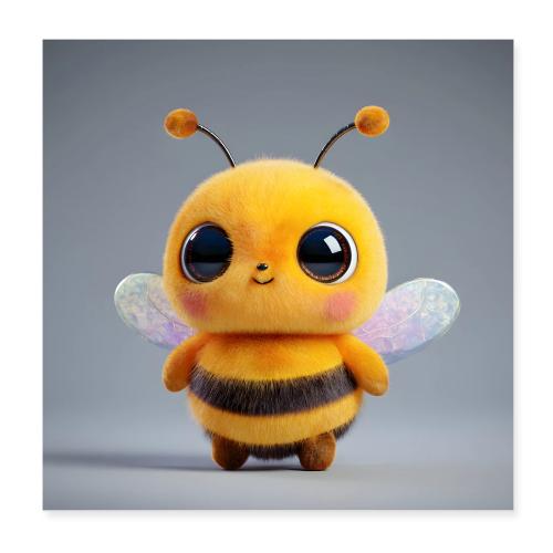 Cute Cartoon Baby Bee Standing Wall Print - Poster 8x8