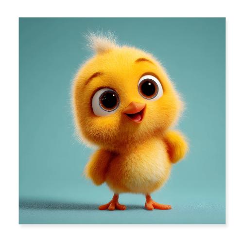 Cute Cartoon Yellow Baby Chick Wall Print - Poster 8x8