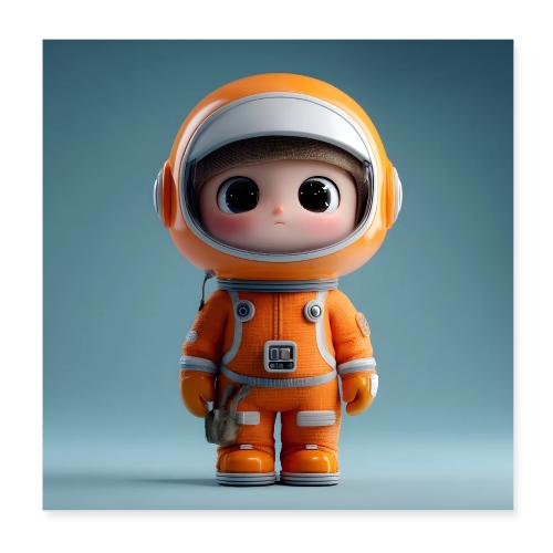 Astronaut in Orange Suit - Poster 8x8