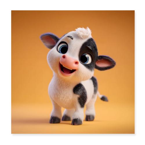 Smiling Baby Cow Joy - Poster 8x8