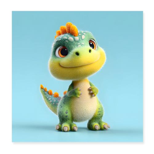 Smiling Baby Dinosaur - Poster 8x8