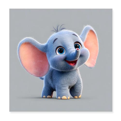 Joyful Baby Elephant - Poster 8x8