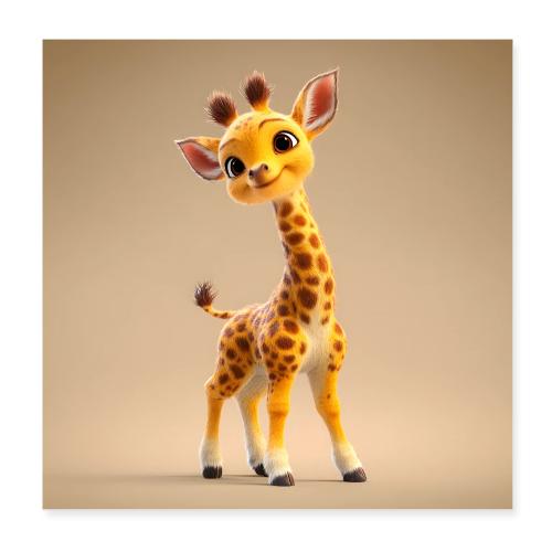 Gentle Baby Giraffe - Poster 8x8